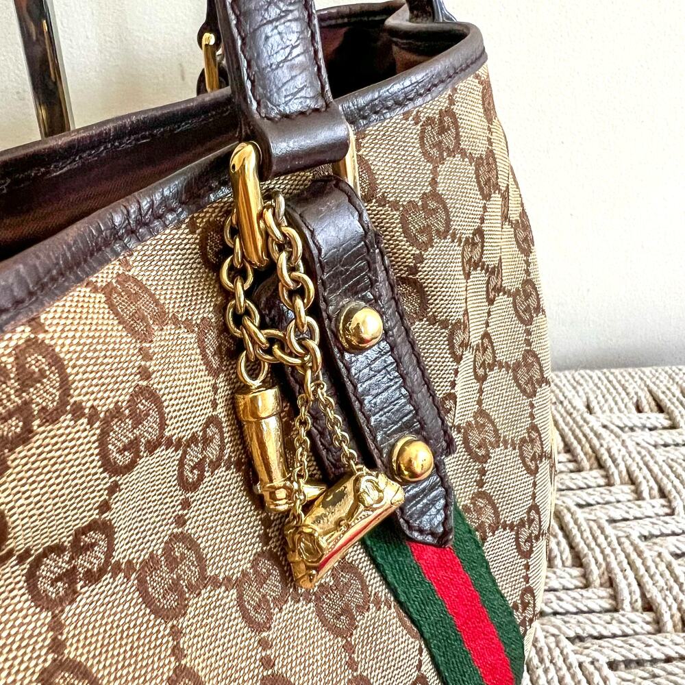 GUCCI GG Supreme Canvas and Leather Tote Bag - Picture 14 of 16